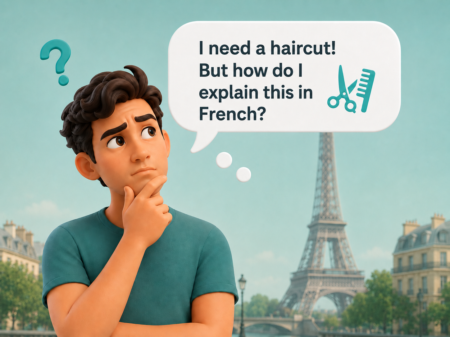 Person in Paris wondering how to explain they need a haircut in French